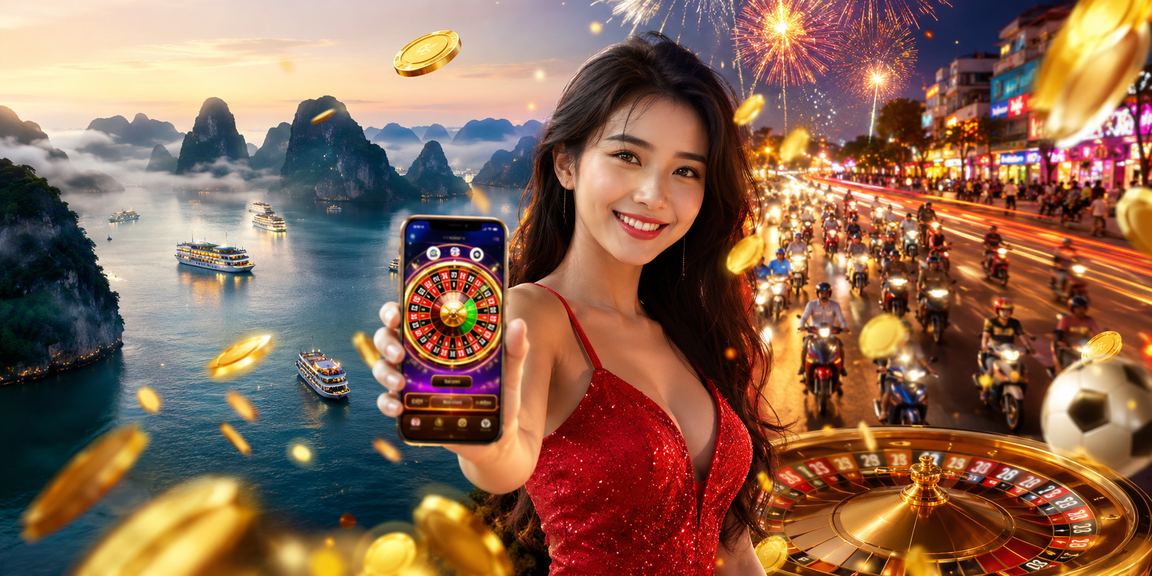 Vẻ đẹp Hạ Long về đêm với đèn neon trò chơi roulette