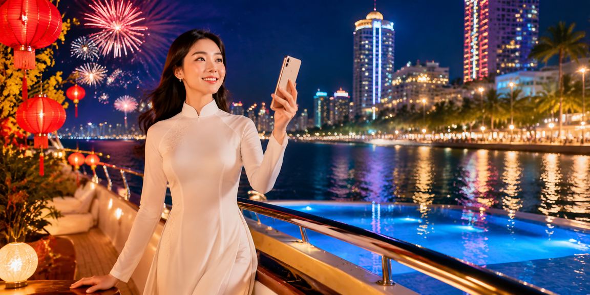 Truy cập mobile casino tại Nha Trang với trang phục áo dài đặc trưng